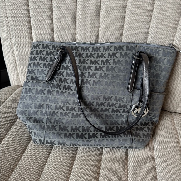 Michael Kors Charcoal MK Logo Tote - Picture 1 of 4